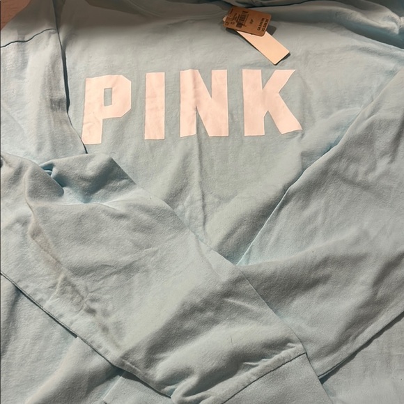 PINK Victoria's Secret Light Blue Long Sleeve Tee NWT. Small - Picture 3 of 3